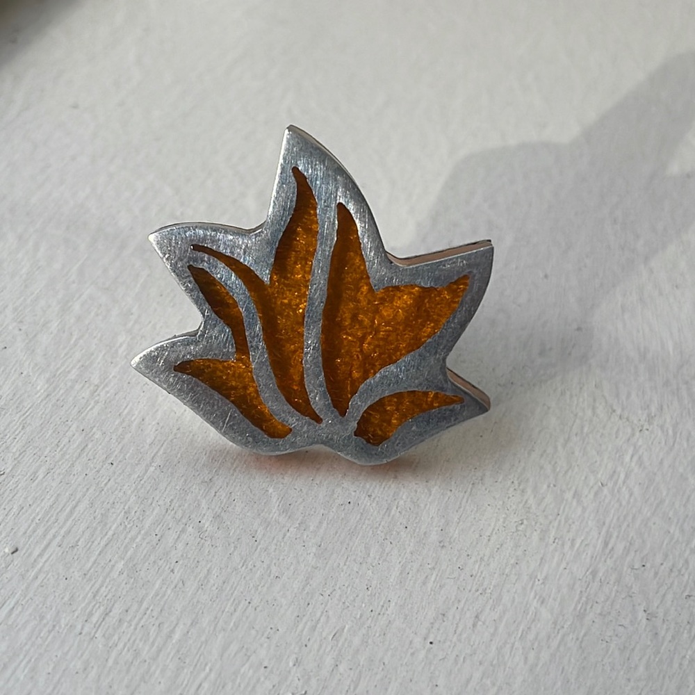 Maple Shape Orange Resin Adjustable Cocktail Ring